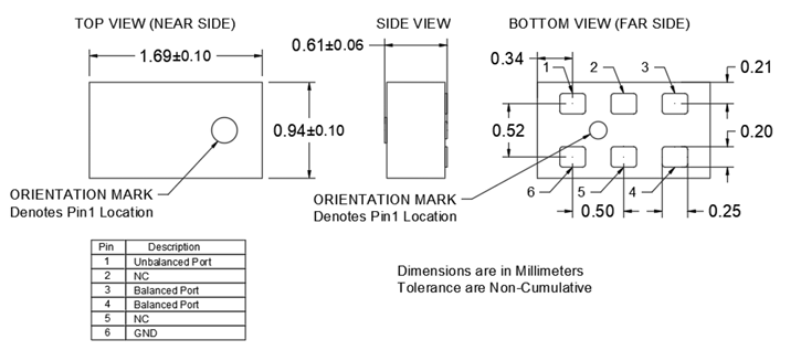 X4B10L1-5050G超小型平衡變壓器Anaren X4B10L1-5050G超小型平衡變壓器Anaren